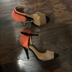 Zara orange / nude / black heels